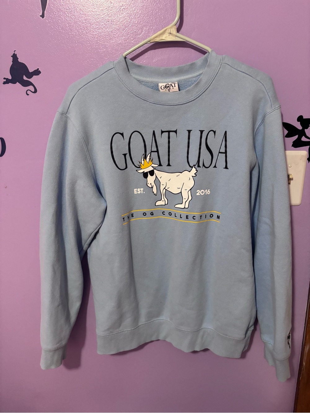 GOAT USA Light Blue Graphic Crewneck Sweatshirt OG collection